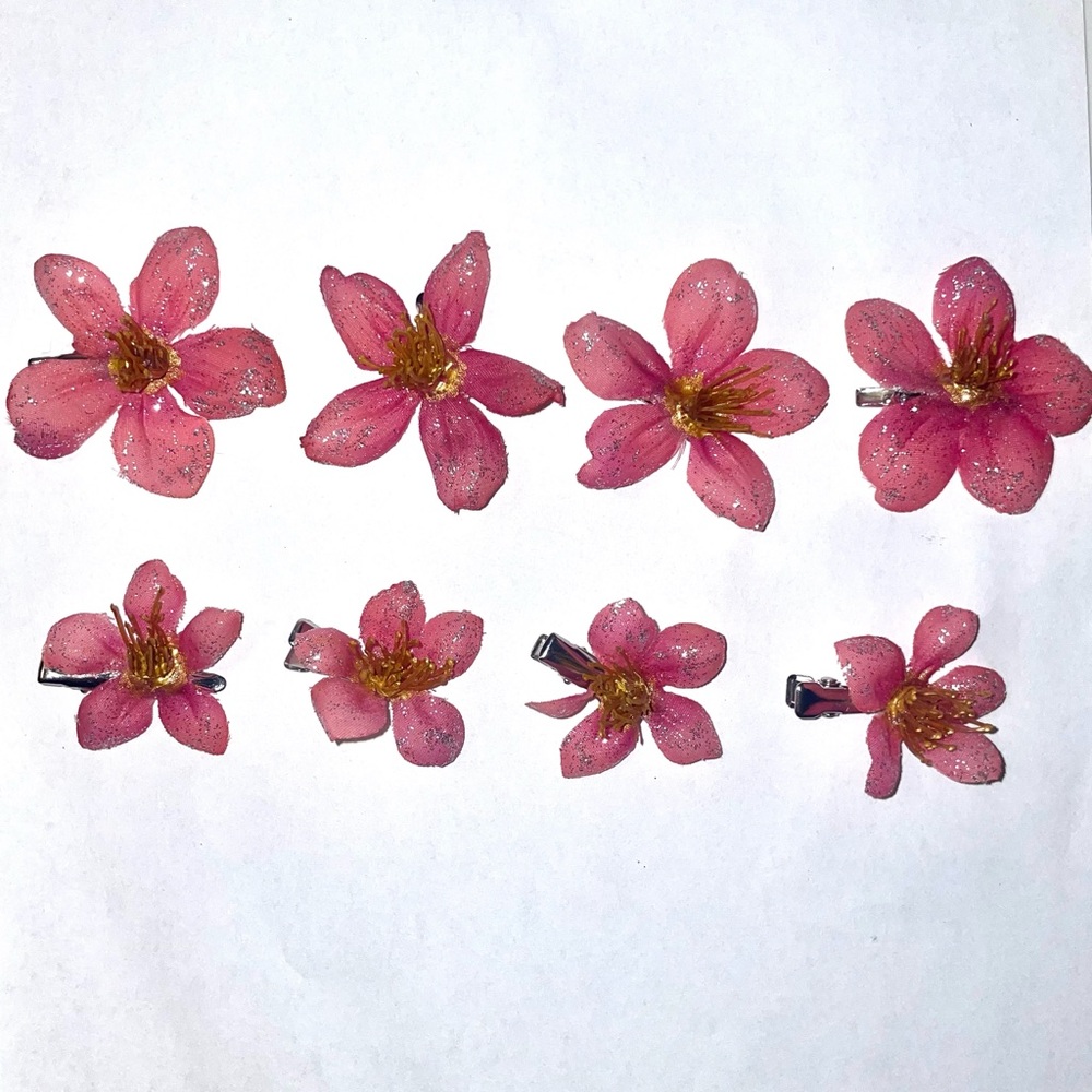 Handmade Pink Floral Hair Clips